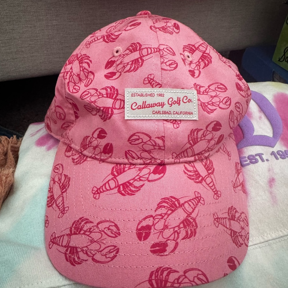 Callaway Pink Lobster Print Baseball Cap - Picture 2 of 5